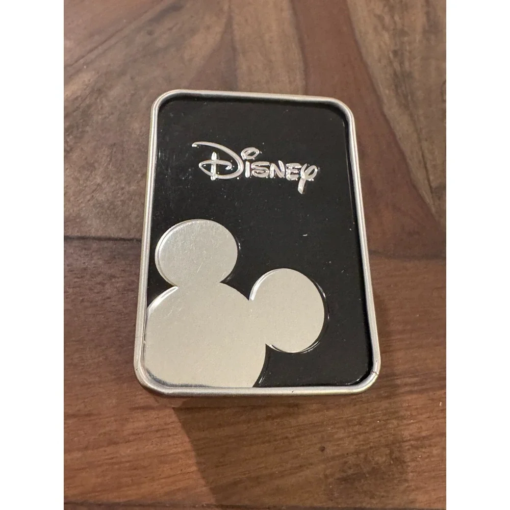 Disney Mickey Mouse Analog‎ Watch 3D Dial Black Leather Band in Tin Box